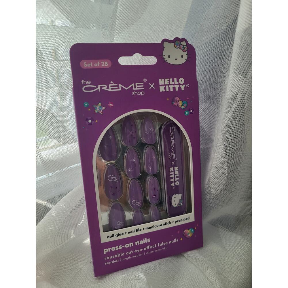 Hello Kitty × The Crème Shop Press-On Nails 28-Pack Purple New in Box